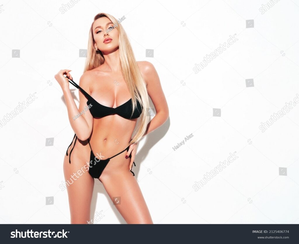 stock photo high fashion portrait of young beautiful sexy woman with big breasts carefree model wearing black 2125406774
